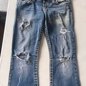 Silver Jeans Blue Straight Leg Vintage Distressed